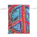 Hippie Peace Sign Psychedelic Trippy Lightweight Drawstring Pouch (XL) Back