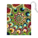 Colorful Psychedelic Fractal Trippy Drawstring Pouch (5XL) Front
