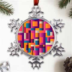 Abstract Background Geometry Blocks Metal Large Snowflake Ornament by Amaryn4rt