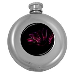 Purple Flower Pattern-design-abstract-background Round Hip Flask (5 Oz) by Amaryn4rt