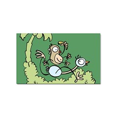 Ostrich Jungle Monkey Plants Sticker (rectangular) by Bajindul