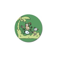 Ostrich Jungle Monkey Plants Golf Ball Marker by Bajindul