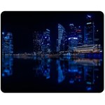 Illuminated Cityscape Against Blue Sky At Night Two Sides Fleece Blanket (Medium) 58.8 x47.4  Blanket Front