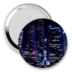 Black Building Lighted Under Clear Sky 3  Handbag Mirrors by Modalart