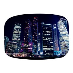 Black Building Lighted Under Clear Sky Mini Square Pill Box by Modalart