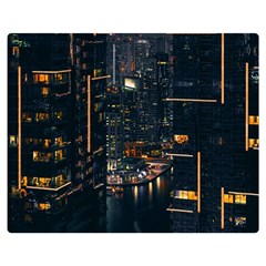 Photo Of Buildings During Nighttime Two Sides Premium Plush Fleece Blanket (medium) by Modalart