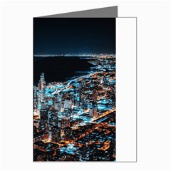 Aerial Photography Of Lighted High Rise Buildings Greeting Cards (pkg Of 8) by Modalart