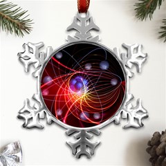 Physics Quantum Physics Particles Metal Small Snowflake Ornament by Sarkoni