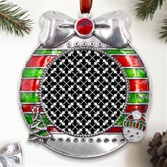 Abstract Background Arrow Metal X mas Ribbon With Red Crystal Round Ornament by Apen