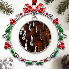 Abstract Architecture Building Business Metal X mas Wreath Ribbon Ornament by Amaryn4rt