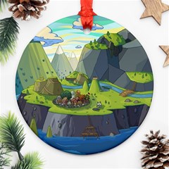 Cartoon Network Mountains Landscapes Seas Illustrations Adventure Time Rivers Ornament (round) by Sarkoni