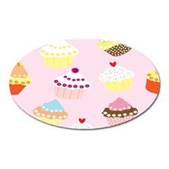 Cupcakes Wallpaper Paper Background Oval Magnet by Apen