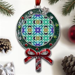Mosaic Triangle Symmetry Metal X mas Lollipop With Crystal Ornament by Apen