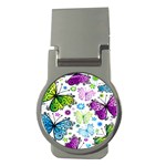 Butterflies Abstract Background Colorful Desenho Vector Money Clips (Round)  Front