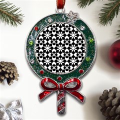 Mosaic Floral Repeat Pattern Metal X mas Lollipop With Crystal Ornament by Ravend