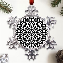 Mosaic Floral Repeat Pattern Metal Large Snowflake Ornament by Ravend
