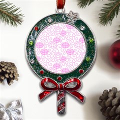 Peony Asia Spring Flowers Natural Metal X mas Lollipop With Crystal Ornament by Ravend