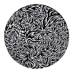 Flames Fire Pattern Digital Art Round Glass Fridge Magnet (4 Pack) by Ravend