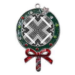 Pattern Tile Repeating Geometric Metal X mas Lollipop With Crystal Ornament by Ravend