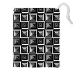 Pattern Op Art Black White Grey Drawstring Pouch (4xl) by Ravend