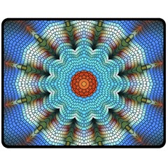 Pattern Blue Brown Background- Fleece Blanket (medium) by Amaryn4rt