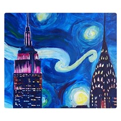 Starry Night In New York Van Gogh Manhattan Chrysler Building And Empire State Building Premium Plush Fleece Blanket (small) by Modalart