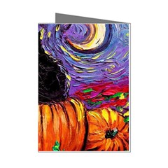 Halloween Art Starry Night Hallows Eve Black Cat Pumpkin Mini Greeting Cards (pkg Of 8) by Modalart