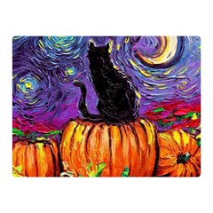 Halloween Art Starry Night Hallows Eve Black Cat Pumpkin Two Sides Premium Plush Fleece Blanket (mini) by Modalart