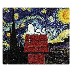 Cartoon Dog House Van Gogh Premium Plush Fleece Blanket (small) by Modalart