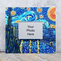 Starry Night Van Gogh Painting Art City Scape White Wall Photo Frame 5  X 7  by Modalart