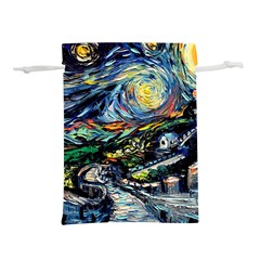 The Great Wall Nature Painting Starry Night Van Gogh Lightweight Drawstring Pouch (m) by Modalart