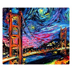 Golden Gate Bridge Starry Night Vincent Van Gogh Premium Plush Fleece Blanket (small) by Modalart
