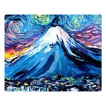 Mount Fuji Art Starry Night Van Gogh Two Sides Premium Plush Fleece Blanket (Large) Blanket Back