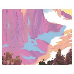 Pink Mountains Grand Canyon Psychedelic Mountain Two Sides Premium Plush Fleece Blanket (medium) by Modalart