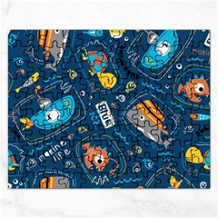 Seamless Pattern Vector Submarine With Sea Animals Cartoon Rectangular Jigsaw Puzzl by Bedest