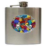 Graffiti Characters Seamless Pattern Hip Flask (6 oz) Front