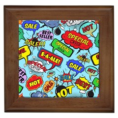 Comic Bubbles Seamless Pattern Framed Tile by Bedest