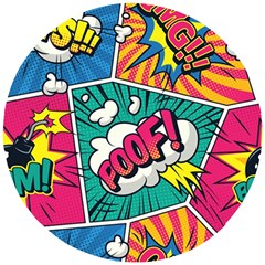 Comic Colorful Seamless Pattern Wooden Puzzle Round by Bedest
