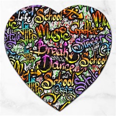 Graffiti Word Seamless Pattern Jigsaw Puzzle (heart) by Bedest