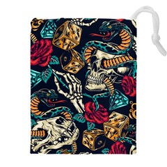 Vintage Art Tattoos Colorful Seamless Pattern Drawstring Pouch (4xl) by Bedest