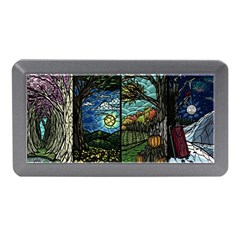 Four Assorted Illustrations Collage Winter Autumn Summer Picture Memory Card Reader (mini) by Pakjumat