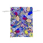 Blue Yellow Background Pattern Vector Texture Paisley Lightweight Drawstring Pouch (L) Back