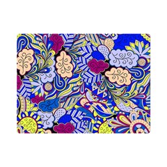 Blue Yellow Background Pattern Vector Texture Paisley Premium Plush Fleece Blanket (mini) by Pakjumat