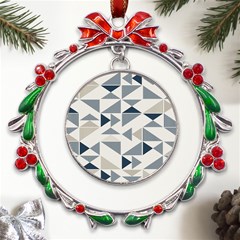 Geometric Triangle Modern Mosaic Metal X mas Wreath Ribbon Ornament by Hannah976