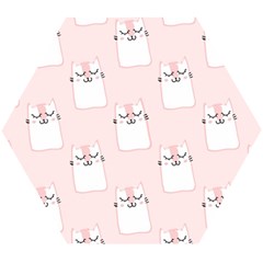 Pattern Pink Cute Sweet Fur Cats Wooden Puzzle Hexagon by Sarkoni