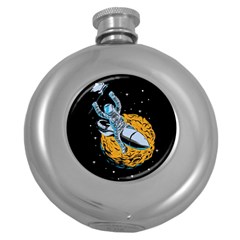 Astronaut Planet Space Science Round Hip Flask (5 Oz) by Sarkoni