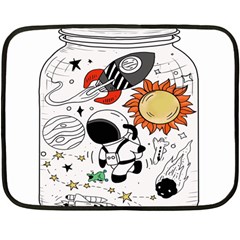 Astronaut Drawing Planet Fleece Blanket (mini) by Sarkoni