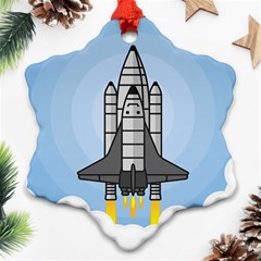 Rocket Shuttle Spaceship Science Snowflake Ornament (two Sides) by Sarkoni