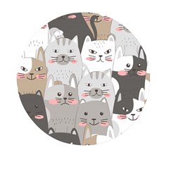 Cute Cats Seamless Pattern Mini Round Pill Box by Sarkoni