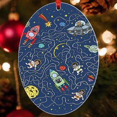 Cat Cosmos Cosmonaut Rocket Uv Print Acrylic Ornament Oval by Grandong